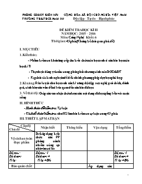 Đề kiểm tra học kỳ II môn Công nghệ Lớp 6 - Năm học 2016-2017 - Trường PTDTBT THCS Thanh Kim (Có đáp án)